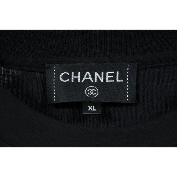 Chanel Pharrell Mens T Shirt XL Black Sequence Coco Logo Cotton Short Sleeve - Picture 5 of 10